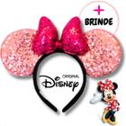 Orelhinha Minnie Rosa Laço Brilhante Arco Tiara Fantasia Arquinho Disney Original