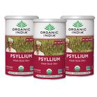 Organic India Psyllium Herbal Powder - Fibra de casca inteira, eliminação saudável, ceto-friendly, vegano, sem glúten, USDA certificado orgânico, não-OGM, solúvel e insolúvel - 12 oz Canister, 3 Pack