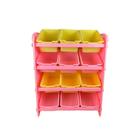 Organizador Brinquedo Formato Baú Estante Colorida 12 Rosa