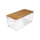 Organizador Clear 6,3L com Tampa de Bambu - 30,5x15,5x15,5cm