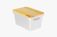 Organizador Collection Branco Com Tampa De Madeira 10 Litros - Utility