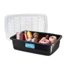 Organizador Container Preto 10 Litros Com Tampa 42x28x12Cm
