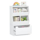 Organizador de armazenamento de brinquedos UTEX Kids Bookshelf com gaveta branca