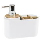 Organizador de Banheiro Mood com Dispenser Pump 280ml Bambu Compacto e Durável