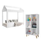 Organizador de Brinquedos 1,30 E Cama Montessoriana Infantil Branco