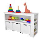 Organizador de Brinquedos 3 Baús e Livreiro 100% MDF Branco Lilies Móveis