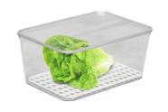 Organizador de geladeira acrílico com tampa 4 litros para salada verduras caixa organize drenagem