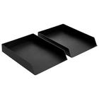 Organizador de mesa Amazon Basics retangular de plástico preto, pacote com 2 unidades