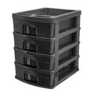 Organizador Gaveteiro Plástico 44cm Preto Com 04 Gavetas