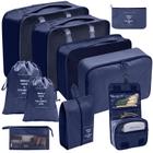 Organizador necessaire para mala de viagem kit 10 peças coleção unique - azul marinho