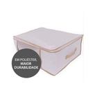 Organizador Para Roupas de Cama Banho e Casacos M Vizapi Exclusive 50x40x20cm Branco Bege