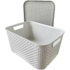 Organizador Rattan 7L  Branco Com Tampa  - Arqplast