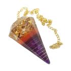 Orgonite Pêndulo Ametista Com Folha De Ouro - Saint Germain