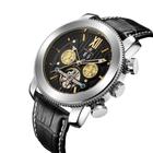 Orkina tourbillion moda prata relógio preto multi função de exibição relógio mecânico automático marca superior luxo relógio de pulso