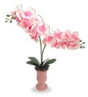 Orquídea Double Pink De Luxo Arranjo Flor Artificial Com Vaso Rosa Em Cerâmica - FLORDECORAR