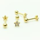 Piercing Umbigo Estrela Brilhante de Zircônia 6mm em Ouro 18K K090