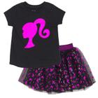 Outfit: camiseta Barbie para meninas e saia de tule 3T preta/rosa