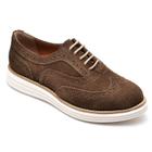 Oxford Brogue Camurça Feminino Solado EVA Flexível Forrado Bico Redondo Casual Conforto Dia a Dia