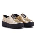 Oxford Brogue Feminino Solado Tratorado EVA Leve Forrado Bico Redondo Conforto Dia a Dia Casual