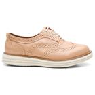 Oxford Brogue Verniz Feminino Solado EVA Flexível Forrado Bico Redondo Casual Conforto Versátil