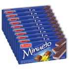 Pack 10 unidades Biscoito Wafer Recheado Parati Minueto Sabor Chocolate com Recheio Sabor Baunilha 115g - Kit com 10x115