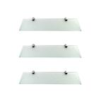 Pack 3 Unidades Prateleira Vidro 40x10cm Com Suporte Jateado - RACK SYSTEM