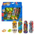 Pack 4 Skate De Dedo Hot Wheels Fingerboards + Tênis Mattel Original Brinquedo Sortidos 4 unidades com tênis