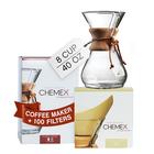 Pacote CHEMEX - Série Classic de 8 Taças - Filtros Quadrados de 100 quilates - Embalagem Exclusiva