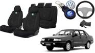 Pacote Completo: Capas de Bancos Santana 2000-2006 + Volante e Chaveiro Personalizados da Volkswagen
