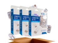 Pacote Conector RJ45 Cat5e Giga P/ Crimpar Cabos de Rede 1000 Peças