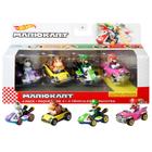 Pacote de 4 veículos Hot Wheels Mario Kart , Conjunto de 4 personagens favoritos dos fãs inclui 1modelo exclusivo, a partir de 3 anos