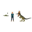 Pacote de Claire e Dilophosaurus da Jurassic World Dominion: 2 figuras de ação e acessórios. Brinquedo colecionável