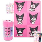 Pacote de cobertor Hello Sanrio Kuromi Fleece com adesivos Hello Kitty