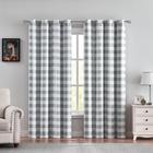 Painéis de cortina Randall Grey Plaid Blackout com ilhó 130x24