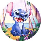 Painel 3D Lilo Stitch Redondo Tecido Malha Sublimado