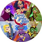 Painel 3D Super Hero Girls Tecido Sublimado Redondo Malha - BemChique