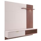 Painel Bancada Suspensa Para Tv Até 60 Pol. Ripado 160cm Tocantins Off White/nogueira Real - COLIBRI