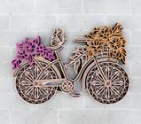 Painel Bicicleta Floral Em Camadas Cores Mdf 44cm 3d M3d061 - TALHARTE