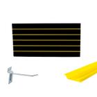 Painel Canaletado Preto em Mdf 0,61 x 1,22m com Perfil Pvc Amarelo e 30 Ganchos de 10cm Zincado