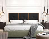 Painel Davi Cabeceira Box King 1,95 Detalhe Madeira Suede Preto - Comprar Moveis em Casa