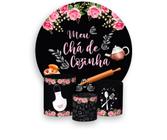 Painel De Festa 1,5x1,5 + Trio Capa Cilindro - Meu Chá de Cozinha Chalkboard 002 - Via Cores