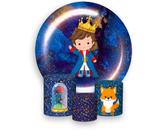 Painel De Festa 1,5x1,5 + Trio Capa Cilindro - Pequeno Príncipe Azul Marinho com Estrelas 05