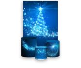 Painel De Festa 3d Vertical + Trio De Capa Cilindro - Árvore de Natal Azul Iluminada 035