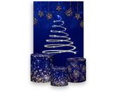 Painel De Festa 3d Vertical + Trio De Capa Cilindro - Azul Árvore de Natal Efeito Brilho 021