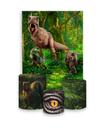 Painel De Festa 3d Vertical + Trio De Capa Cilindro - Dinossauro Realista Floresta 03