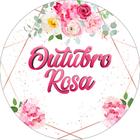 Painel De Festa Redondo 1,50x1,50 - Outubro Rosa Floral 006 - Via Cores