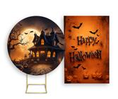 Painel De Festa Redondo 1,50x1,50 + Painel Vertical 1,50x2,20 - Halloween Casa Assombrada 015