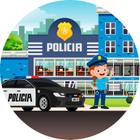 Painel De Festa Redondo 1,50x1,50 - Policia Menina Cute 016