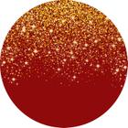 Painel De Festa Redondo 1,5x1,5 - Vermelho Escuro Efeito Glitter Dourado 057