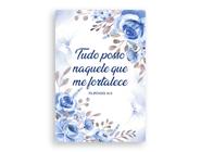 Painel De Festa Vertical 1,50 x 2,20 - Floral Azul Religioso Deus Está no Controle 007
